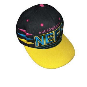 Mens NEFF Headwear Hat LOGO Snapback Cap NEW NWOT Black Yellow OSFM Adjustable